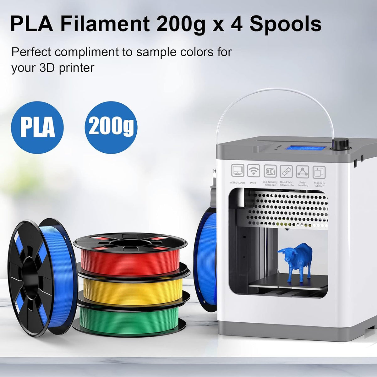 ENTINA 4 Colors PLA 3D Printer Filament Bundle, PLA Filament 1.75 mm for 3D P...