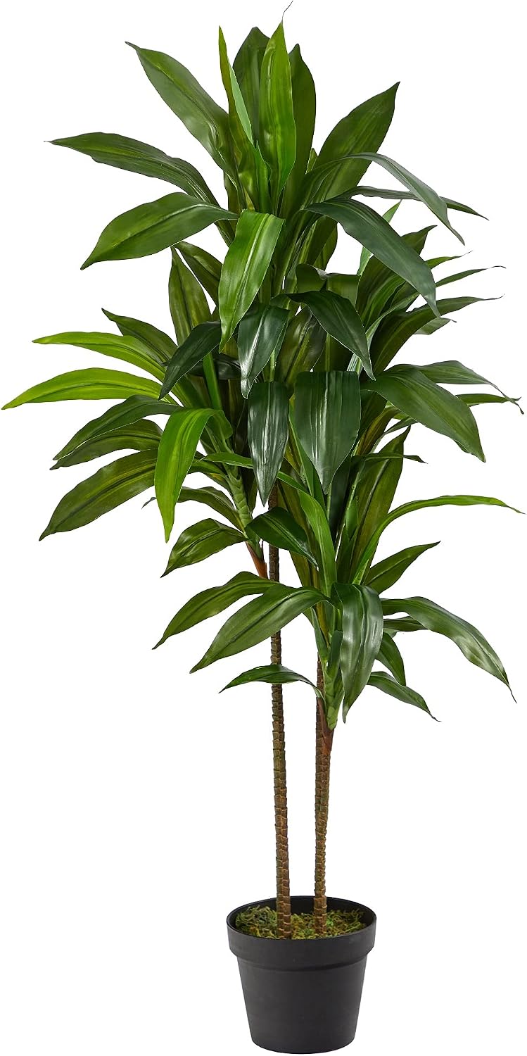 Nearly Natural 48 in Artificial Dracaena Real Touch Plant with Pot