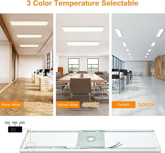 Mcacggo 1x4 LED Flat Panel Light Flush Mount 4-Pack, 3000K/4000K/5000K