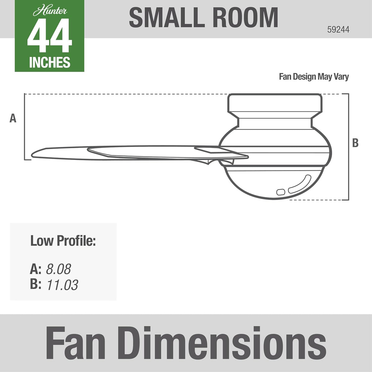 Hunter Dempsey, Indoor, Ceiling Fan, Modern, Quiet, 44 inch, Fresh White