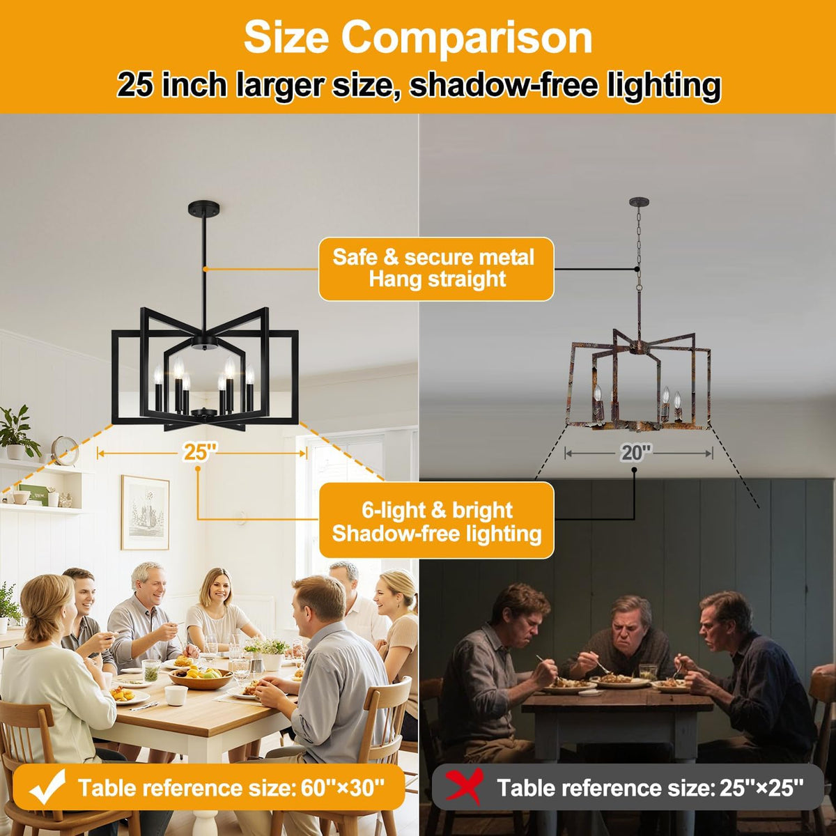 25"-61" Height Adjustable Modern Matte Black Chandelier for Dining ...