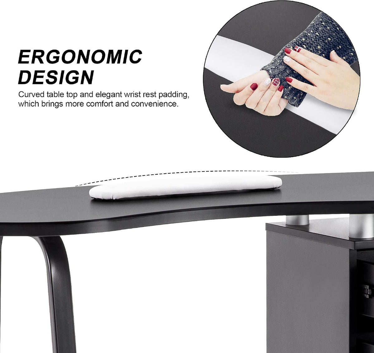 BarberPub Manicure Nail Table Spa Beauty Salon Station Professional Nail Desk...