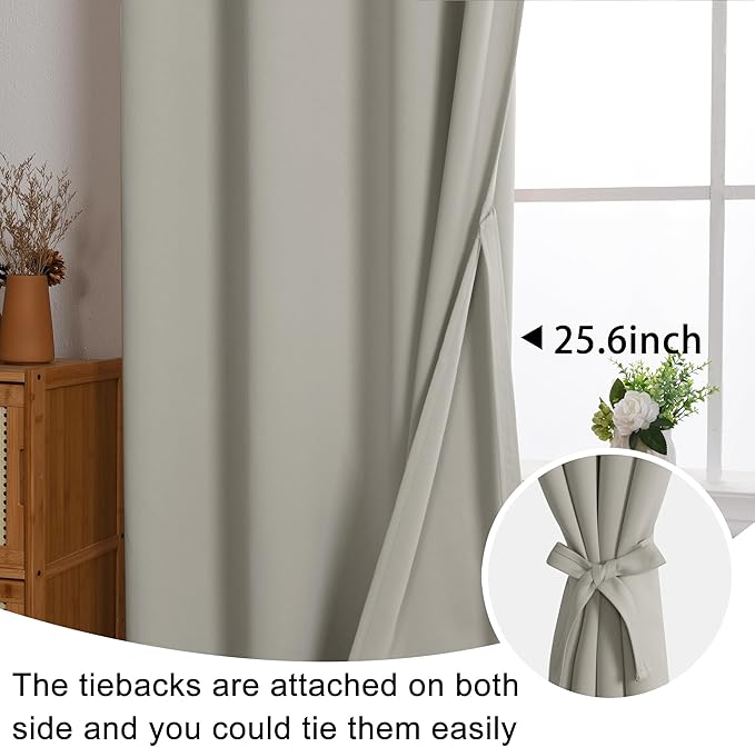 JIUZHEN Silver Grey Blackout Curtains