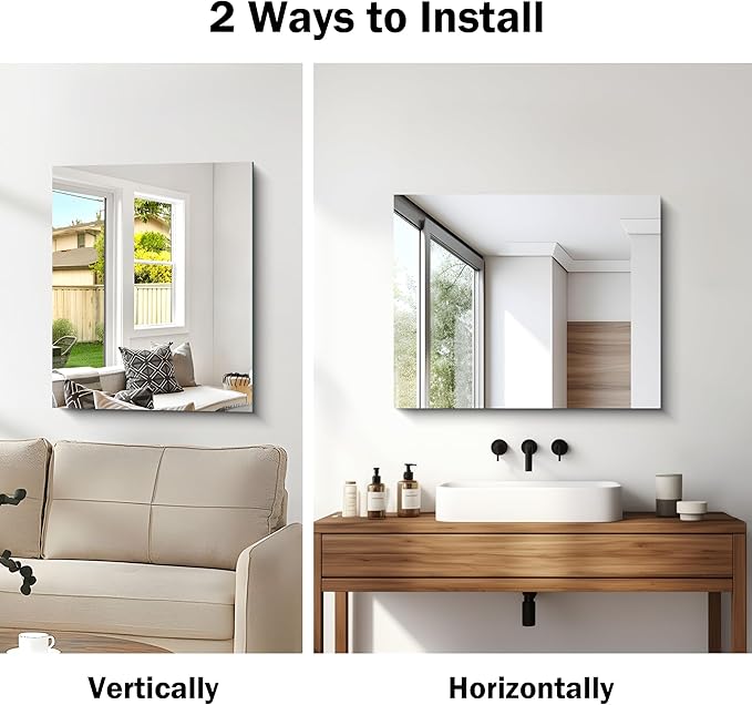 CILIBER Frameless Mirror, 24x30 Inch Bathroom Mirror
