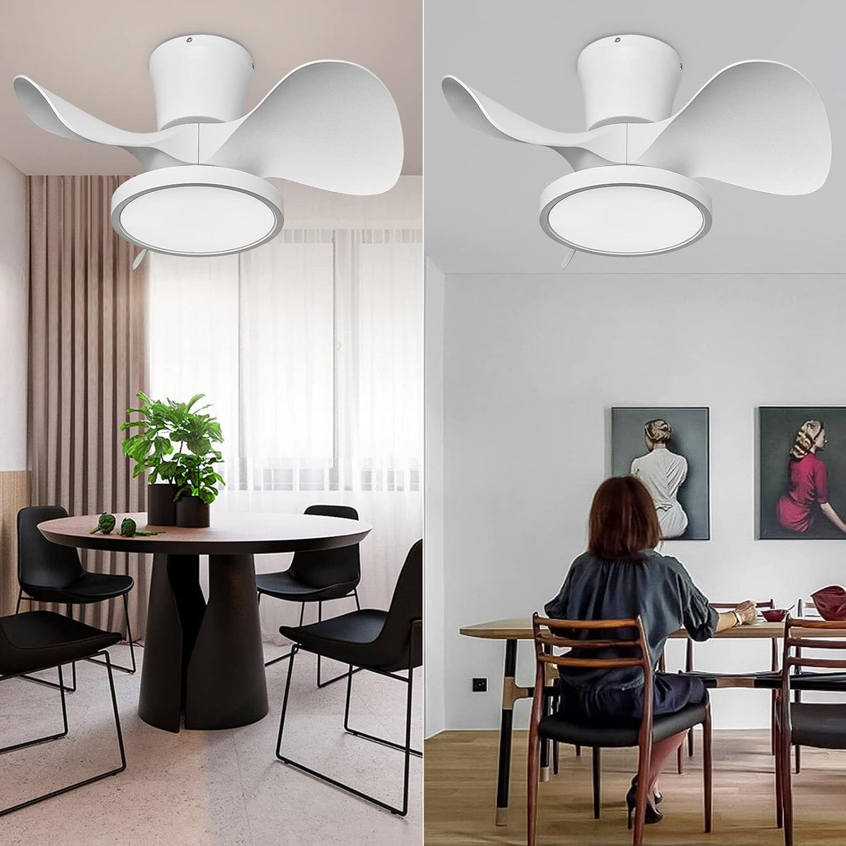 ocioc Quiet Ceiling Fan with LED Light 22 inch Large Air Volume Remote Contro...