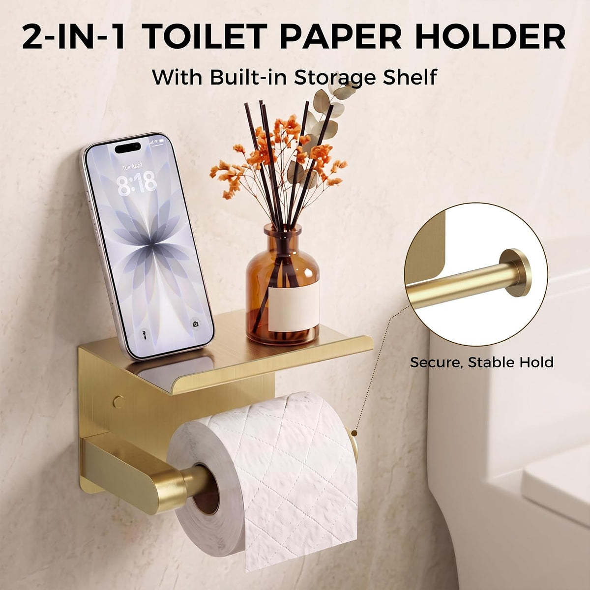 5-Piece 23.6 Inch Brushed Gold Bathroom Hardware Accessories Set