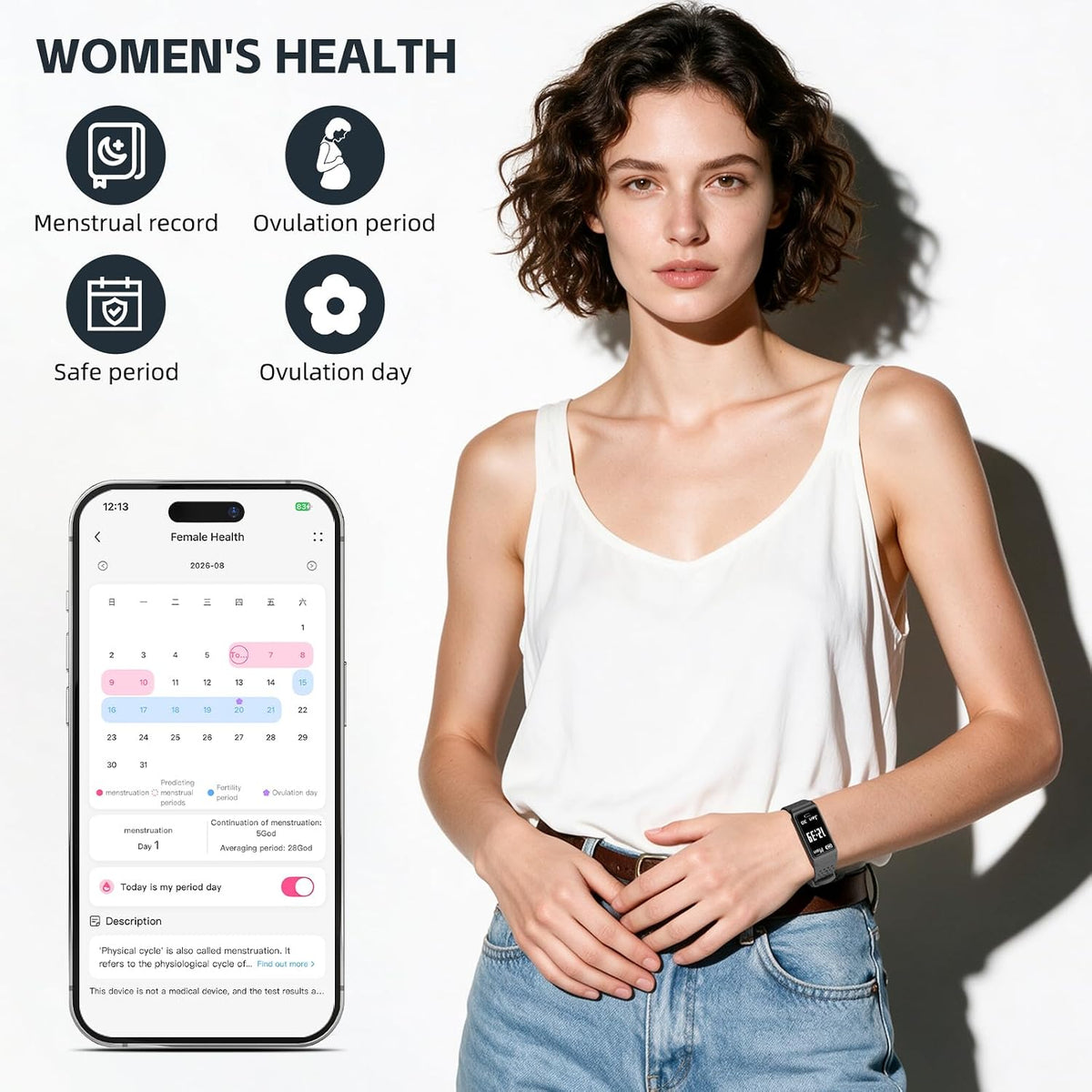 Smart Bracelet for Men Women 15-Day Battery Fitness Tracker