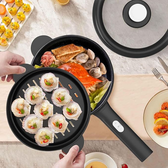 Dezin Electric Cooker, 2L Non-Stick Sauté Pan, Rapid Noodles Cooker, Mini Pot