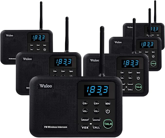 Wuloo Intercoms Wireless for Home 1 Mile Range 22 Channel 100 Digital Code (6...