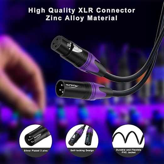 AuxLink XLR Cables, Banlaced XLR Cable Male to Female 75ft 2Pack Mic Cable