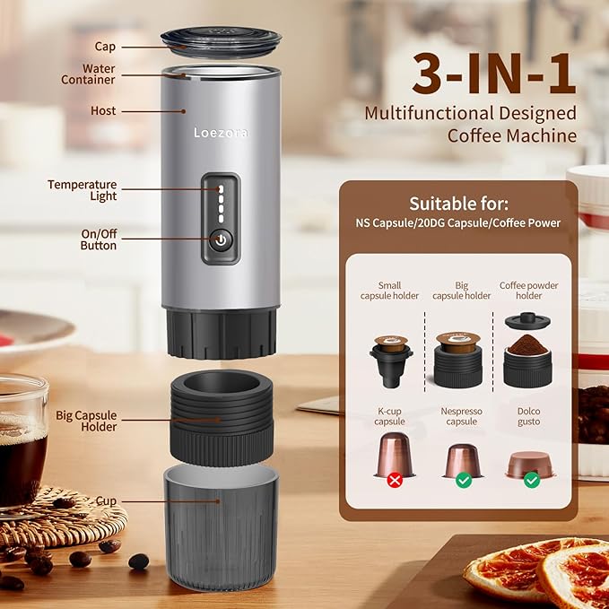 Leozora Portable Espresso Maker, 20Bar Professional Pressure, Stainless Steel