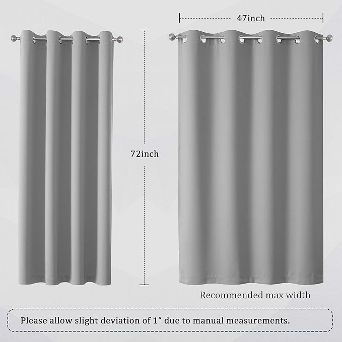 DUALIFE Ultimate Gray Blackout Curtain Panels/Drapes