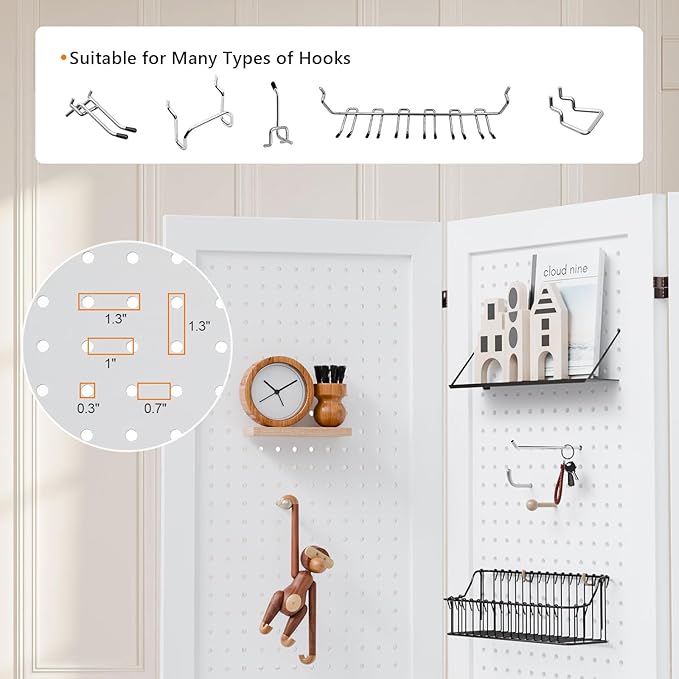 Bonnlo 4/6 Panel Pegboard Freestanding, 5 FT Portable Display Board Organizer