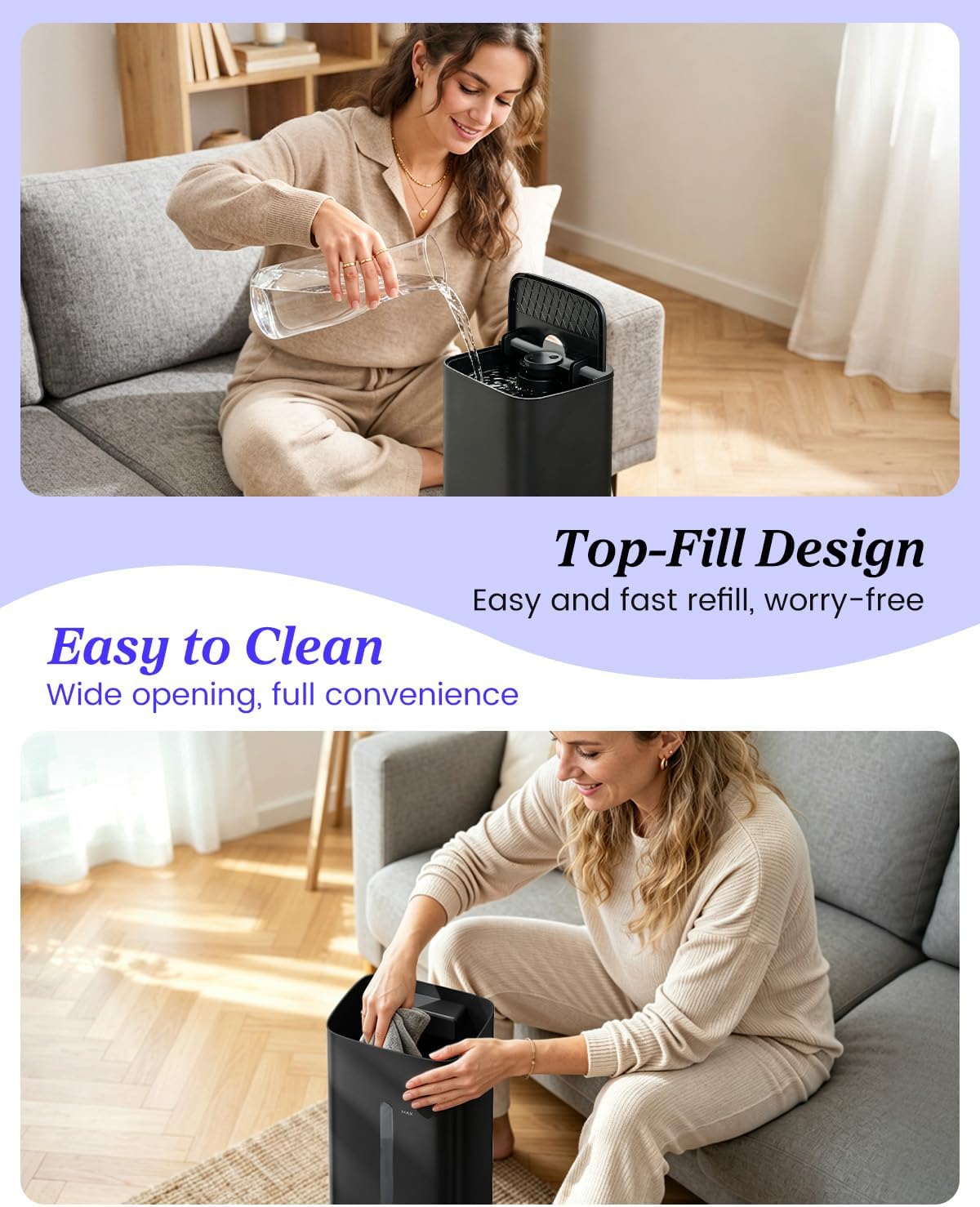 Lacidoll 8L Large Humidifier for Bedroom Large Room Home 800 sq ft, Black