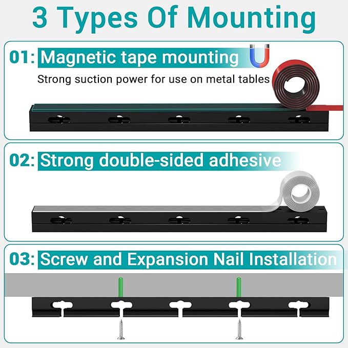 Cable Raceway - Magnetic Cable Management Under Desk (8PCS)