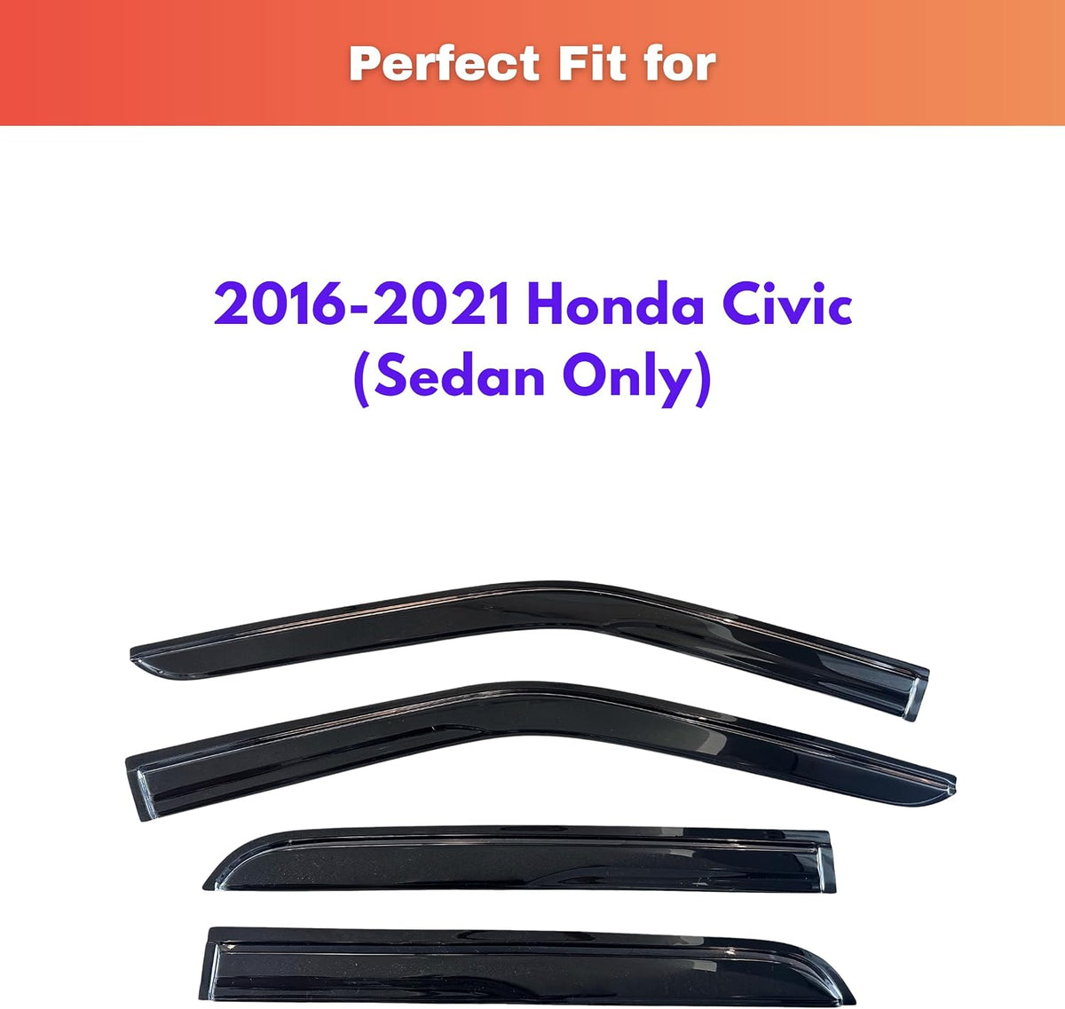 Rain Guards Window Visors for 2016-2021 Honda Civic Sedan
