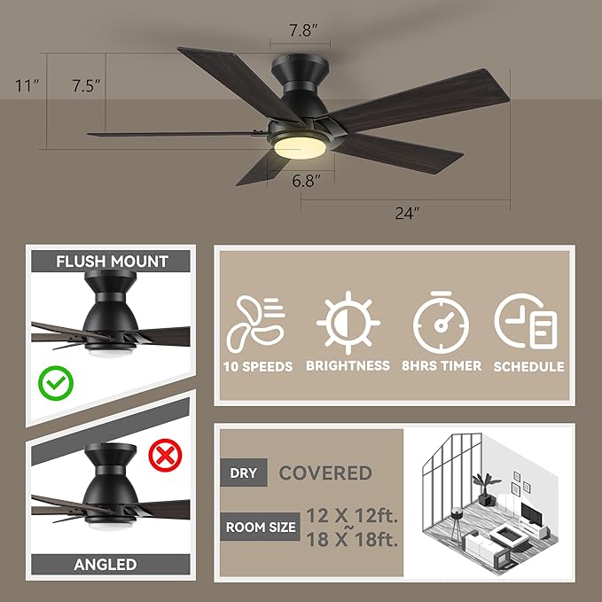 SMAAIR 48 Inch Smart Ceiling Fan