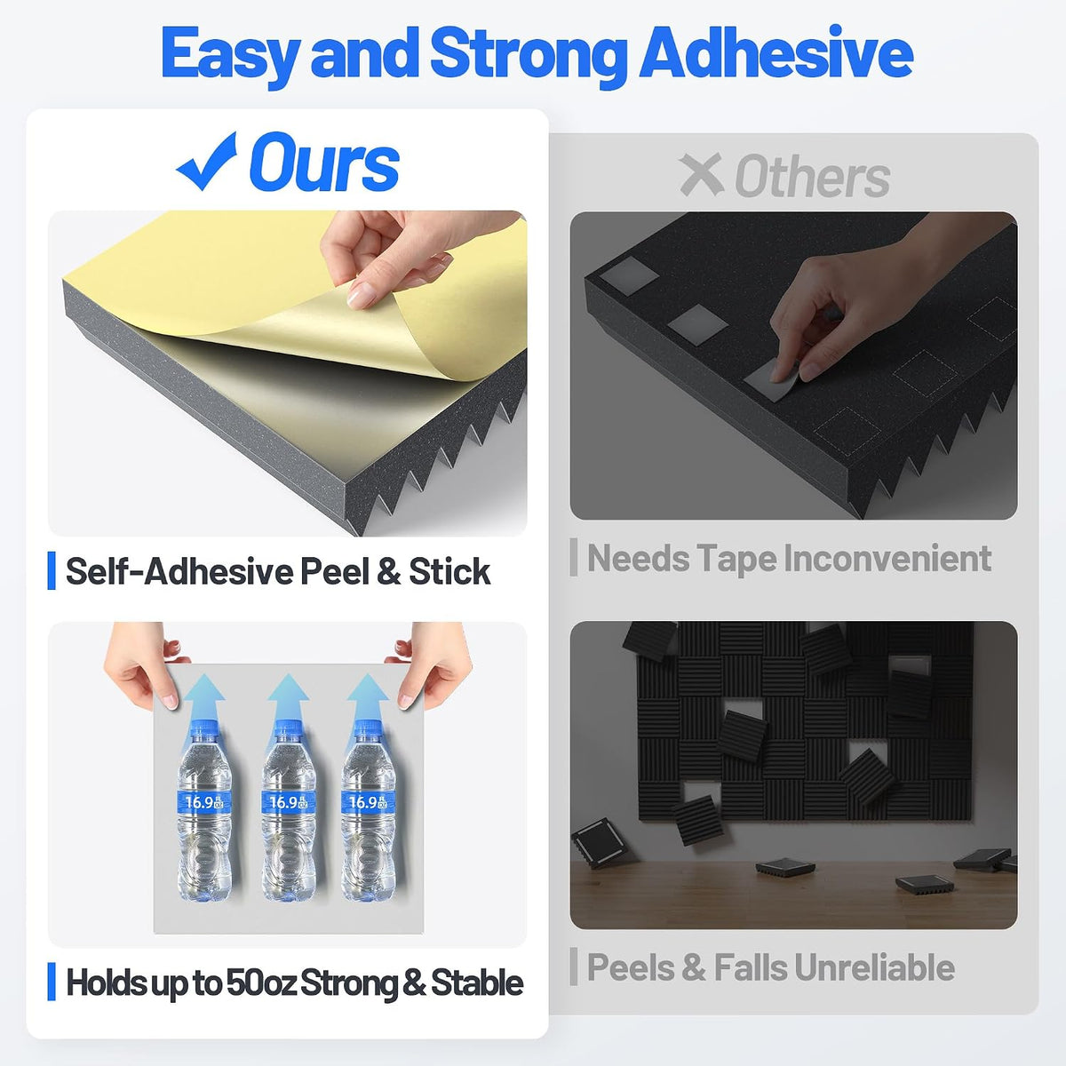 Self-Adhesive Sound Proof Foam Panels For Walls High Density Acoustic Panel