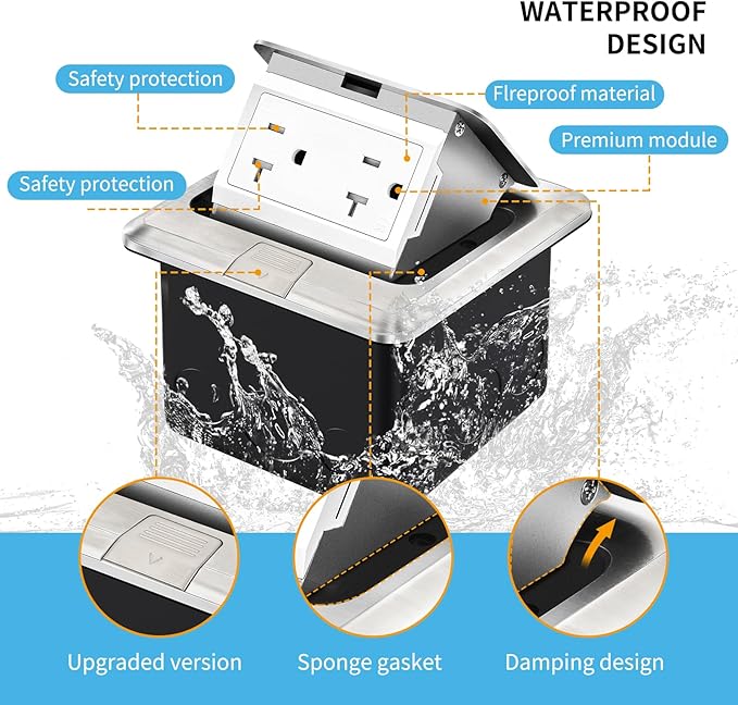 Vagueior Recessed Floor Electrical Outlet Kit, Waterproof Electrical Outlet (...
