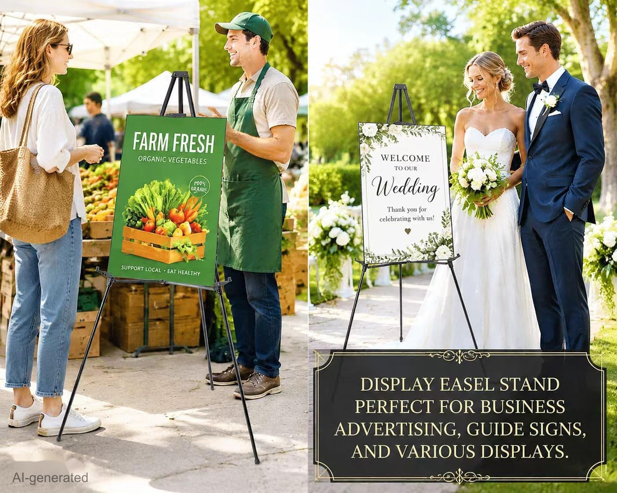 MXG Professional Aluminum Black Easel Display Stand for Painting, Signs