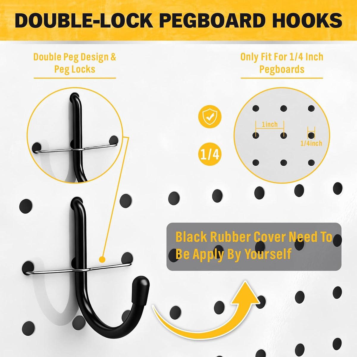 ELEAD 286-Piece Extra Thick Pegboard Hooks Set, 1/4" Heavy Duty Black Pe...