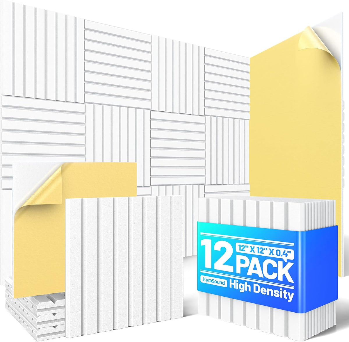 12 Pack Sound Proof Foam Panels for Walls, Acoustic Panels Self-Adhesive