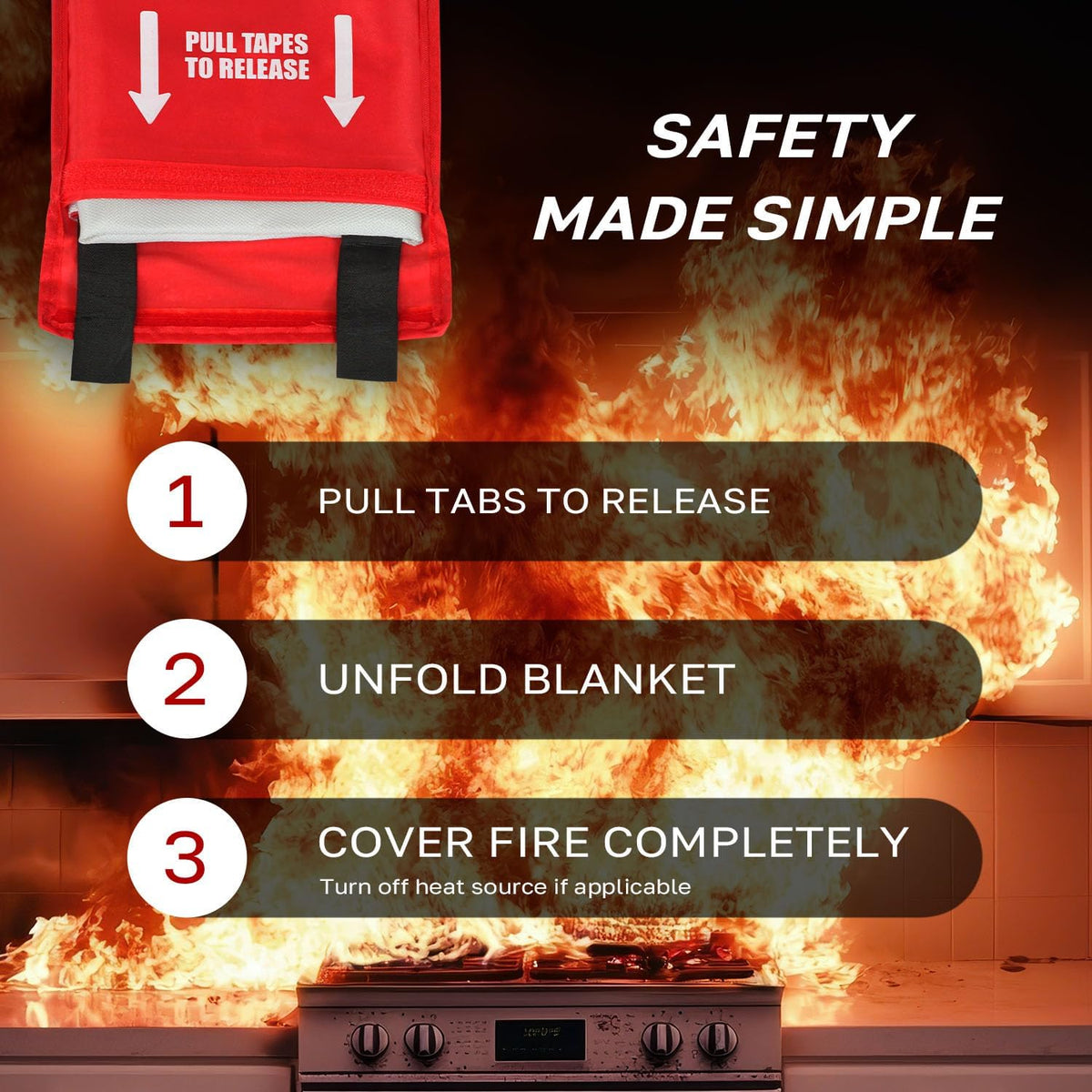 Signature Series Fire Blanket, Flame Suppression Fiberglass Blanket for Home ...