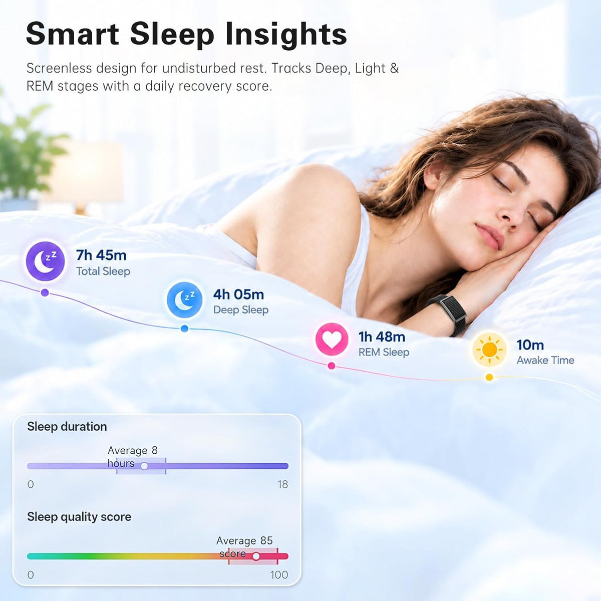 Screenless Fitness Trackers, Smart Band for Men Women with Bluetooth 6.0