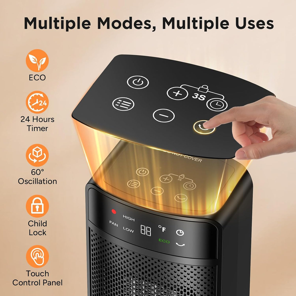 1500W Space Heaters for Indoor Use,PTC Ceramic Electric Heater with Remote