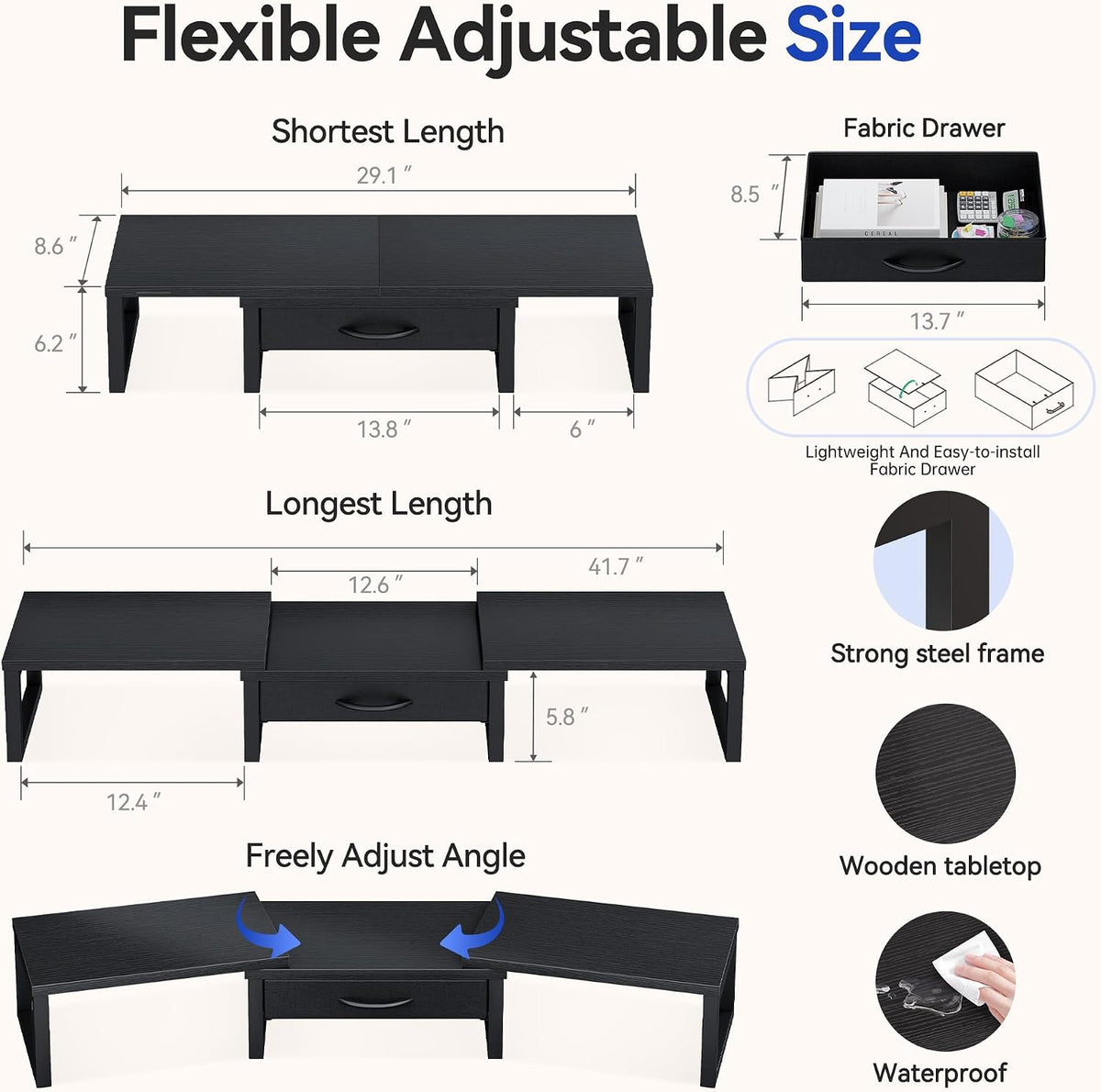 Dual Monitor Stand Riser, Desk Organizers and Accessories with Drawer, Comput...