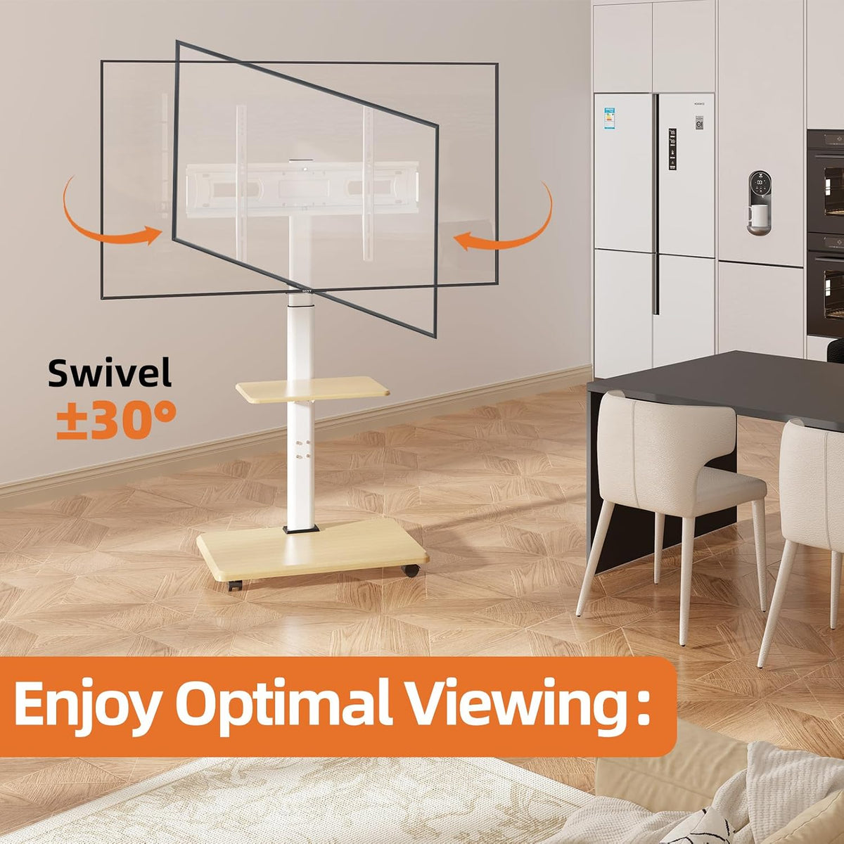 Rolling TV Stand with Wheels for 32-75 Inch TVs