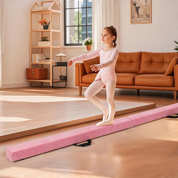 Giantex 7FT/8FT/9FT Balance Beam, Folding Gymnastics Beam w/Carry Handles