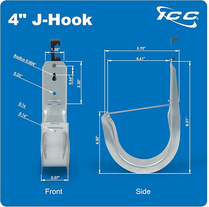 ICC Batwing J Hook 4” with Retainer Clip (25-Pack)