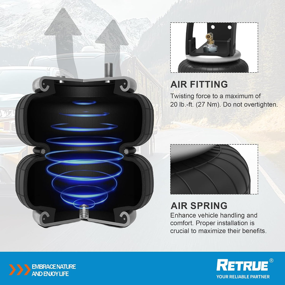 RETRUE Rear Air Bags Suspension Kit Compatible with Tacoma Prerunner