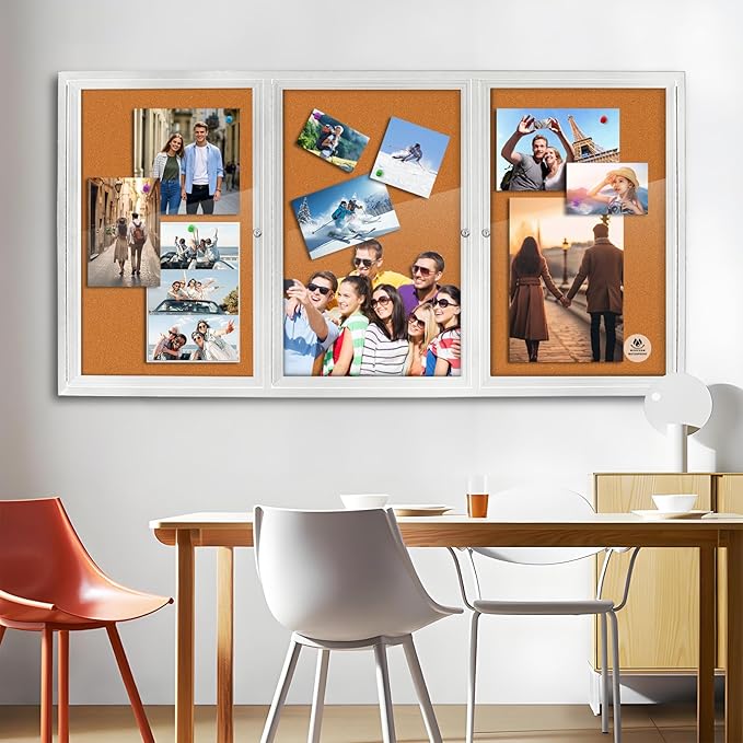 Lockable Outdoor Enclosed Bulletin Board, Weatherproof Cork Noticeboard