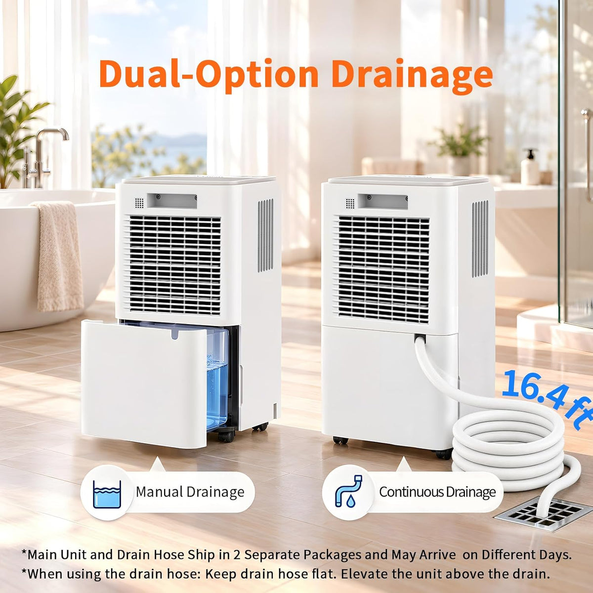 Dehumidifier for Basement, 16.4 ft Drain Hose, Smart App Control