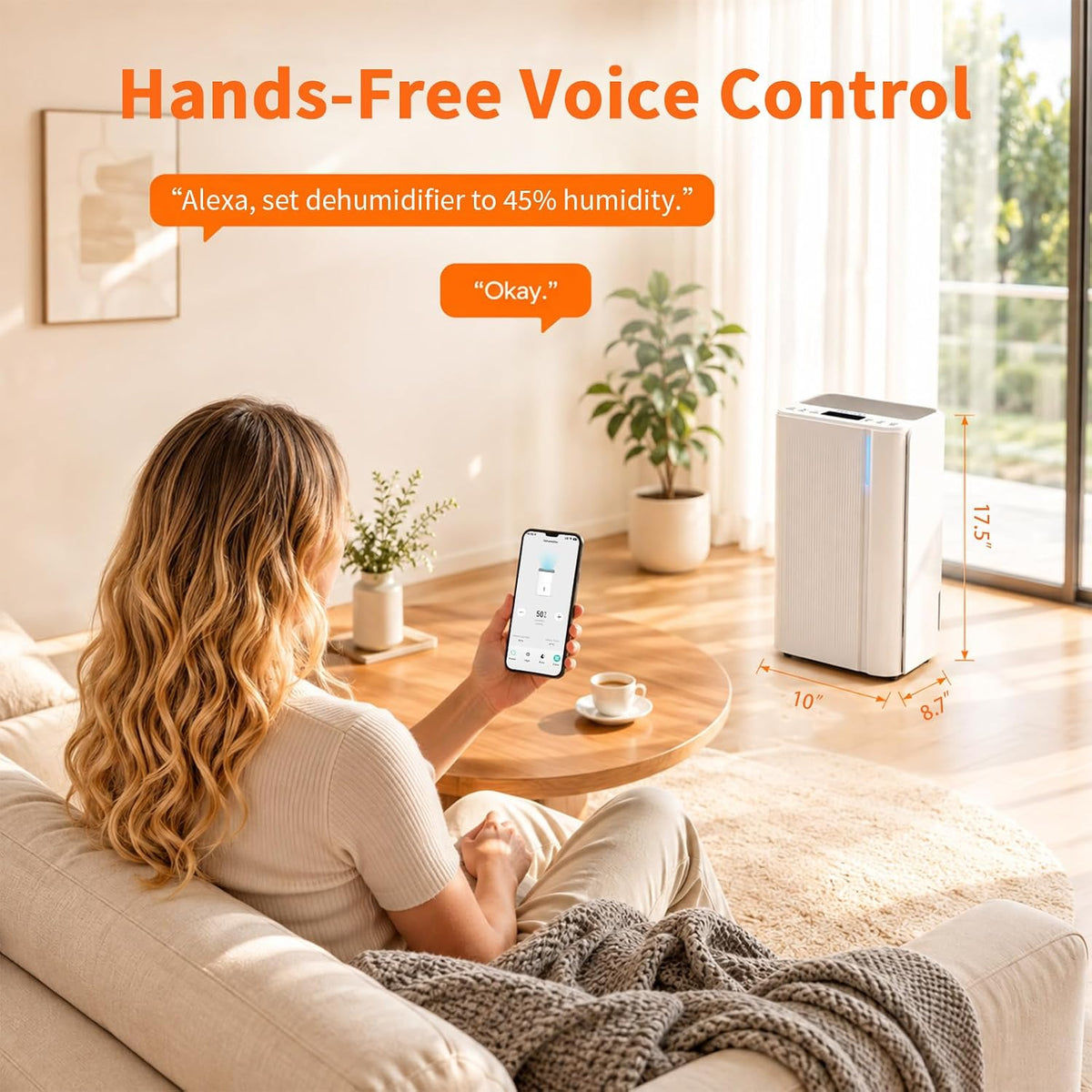 Dehumidifier for Basement, 16.4 ft Drain Hose, Smart App Control