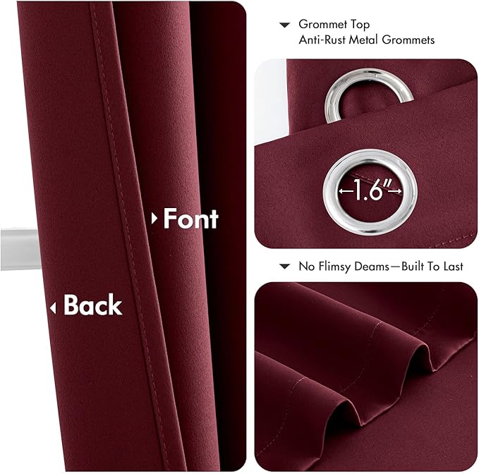 MIULEE Burgundy Red Blackout Curtains