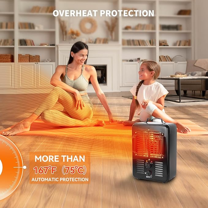 Milkhouse Space Heater, 1300W/1500W Electric Heater (2 Packs)