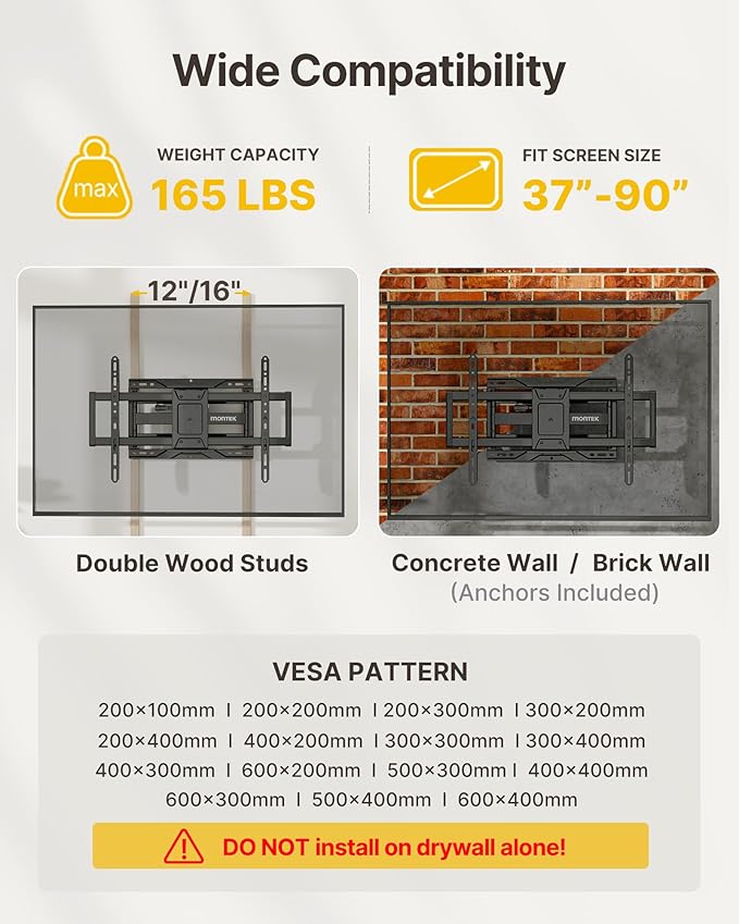 monTEK Heavy Duty TV Wall Mount