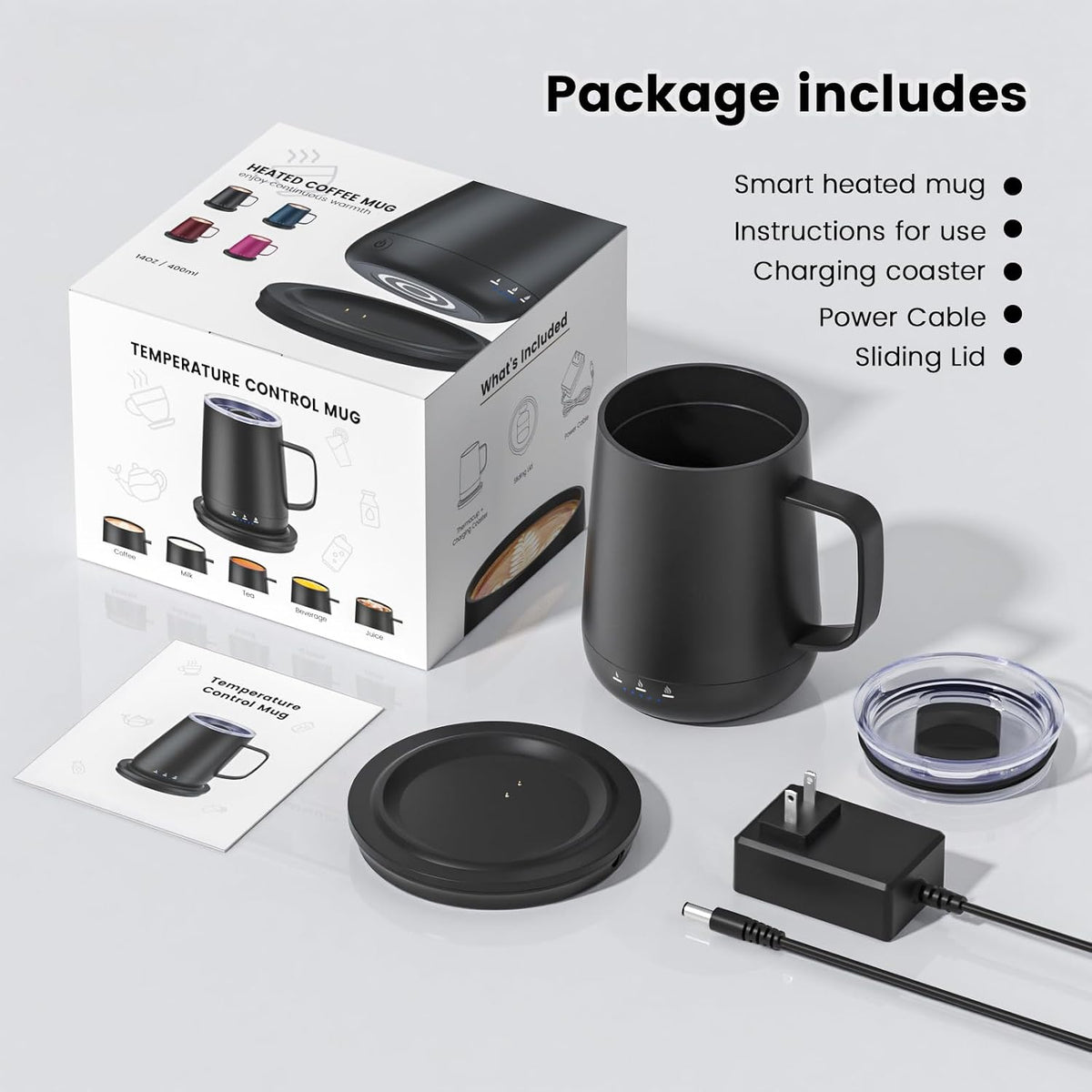 Smart Self Heating Coffee Mug,14oz Temperature Control Coffee Mug,Hot up to 1...