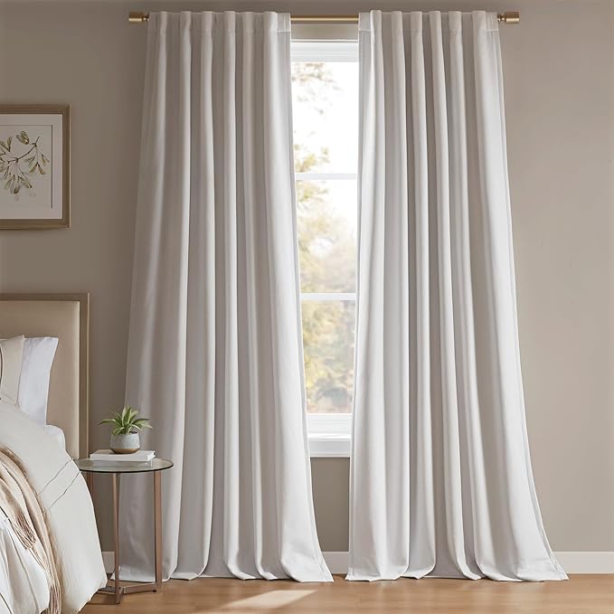 Madison Park Karien 100% Blackout Curtains 52x84 – White, 2-Layer Noise (2-PK)