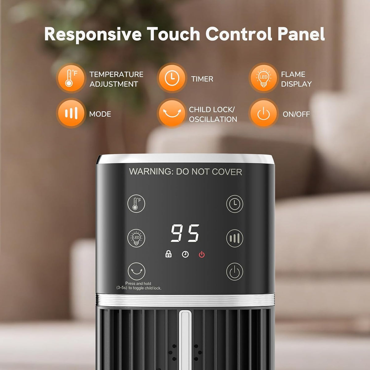 OLIXIS Space Heater for Indoor Use, Ceramic Tower Electric Heater 31.9"