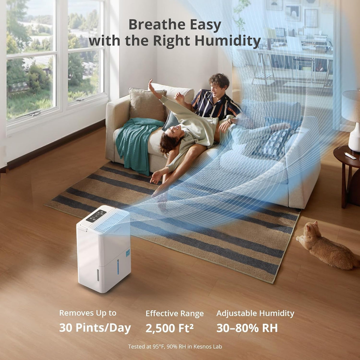 Kesnos 2,500 Sq. Ft. Energy Star Dehumidifier for Basement with Drain Hose