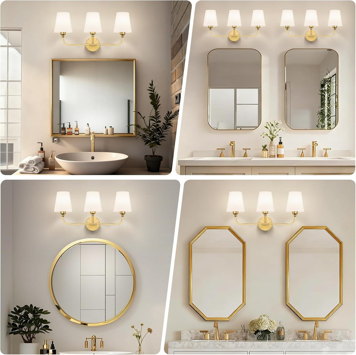 Bathroom Vanity Light, Brushed Gold Bathroom Lighting Fixtures Over Mirror