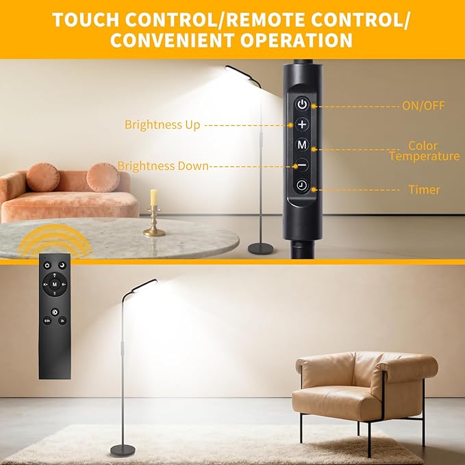 CeSunlight CRI95+ Floor Lamps for Living Room, 18W 3000LM Standing Lamp