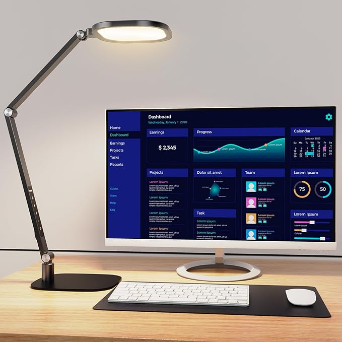 LitONES LED Desk Lamp for Home Office, Eye-Caring Modern Desk Light, 3 Color