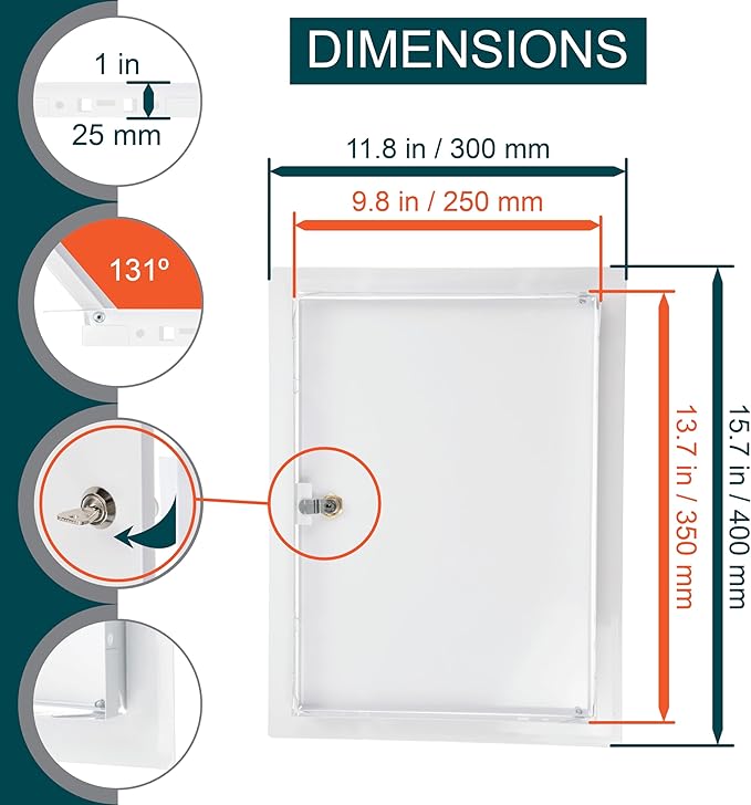 10" x 14" Lockable White Metal Access Door. Service Shaft Panel