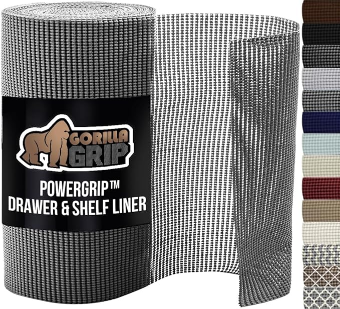 GORILLA GRIP powerGRIP Drawer Shelf and Cabinet Liner, Thick Strong Hold