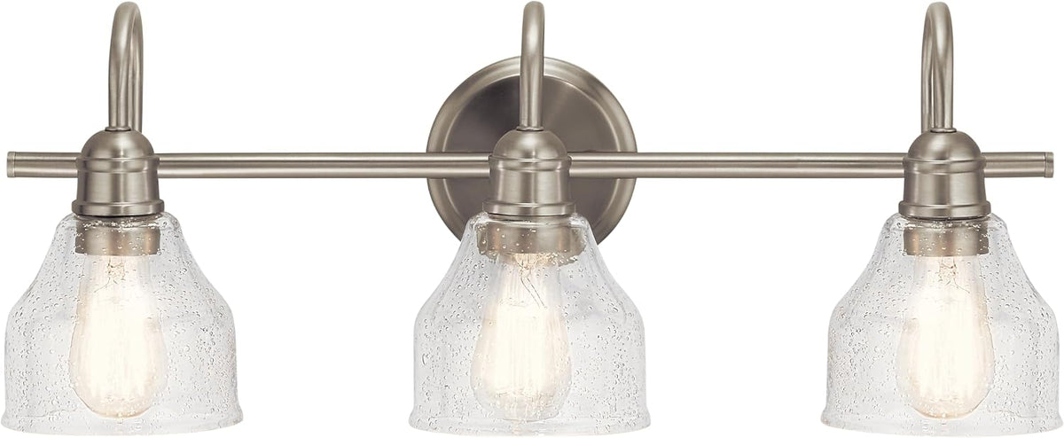 Kichler Avery 3-Light Farmhouse Vanity Light, Brushed Nickel